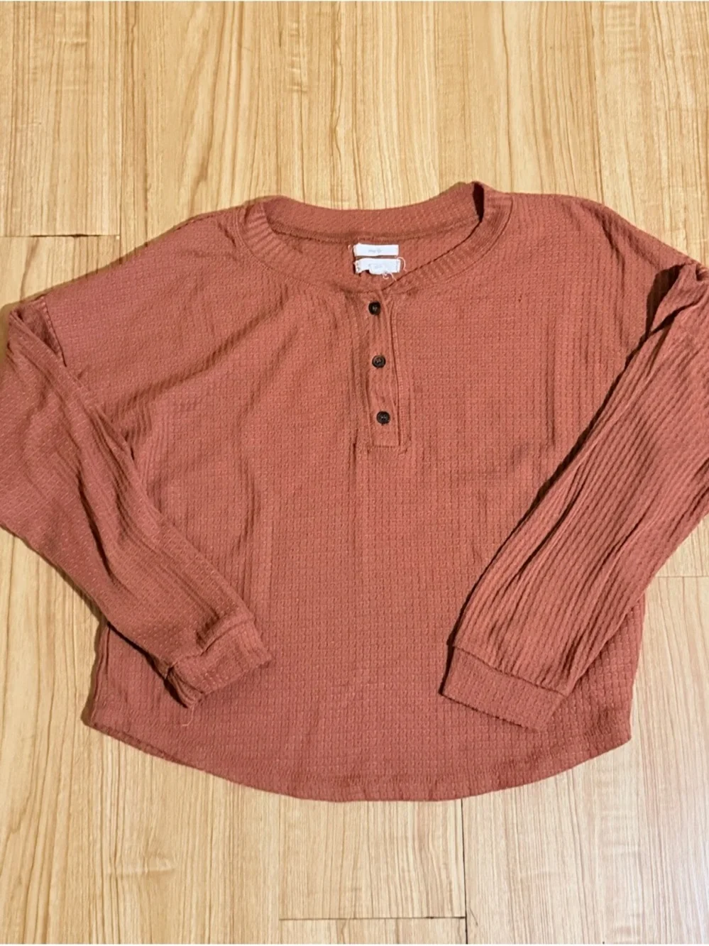 mine rust waffle knit pajama set - terracotta hue - Picture 2 of 10